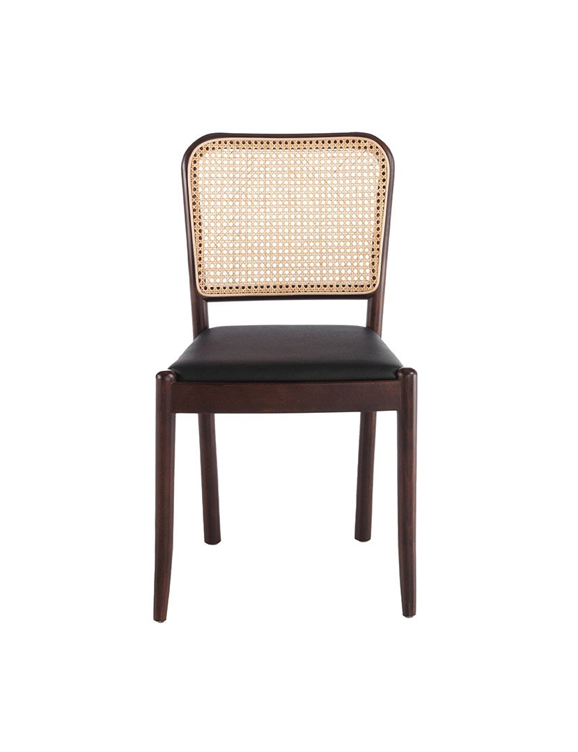 Cadeira de Vime e Couro Ecológico Preto