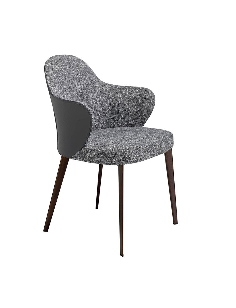 Cadeira em Tecido e Couro Ecológico Cinzento Escuro