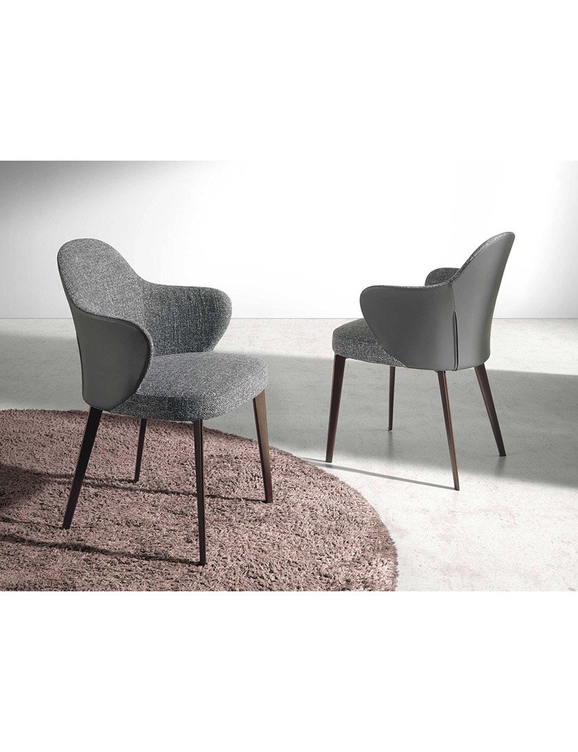 Cadeira em Tecido e Couro Ecológico Cinzento Escuro