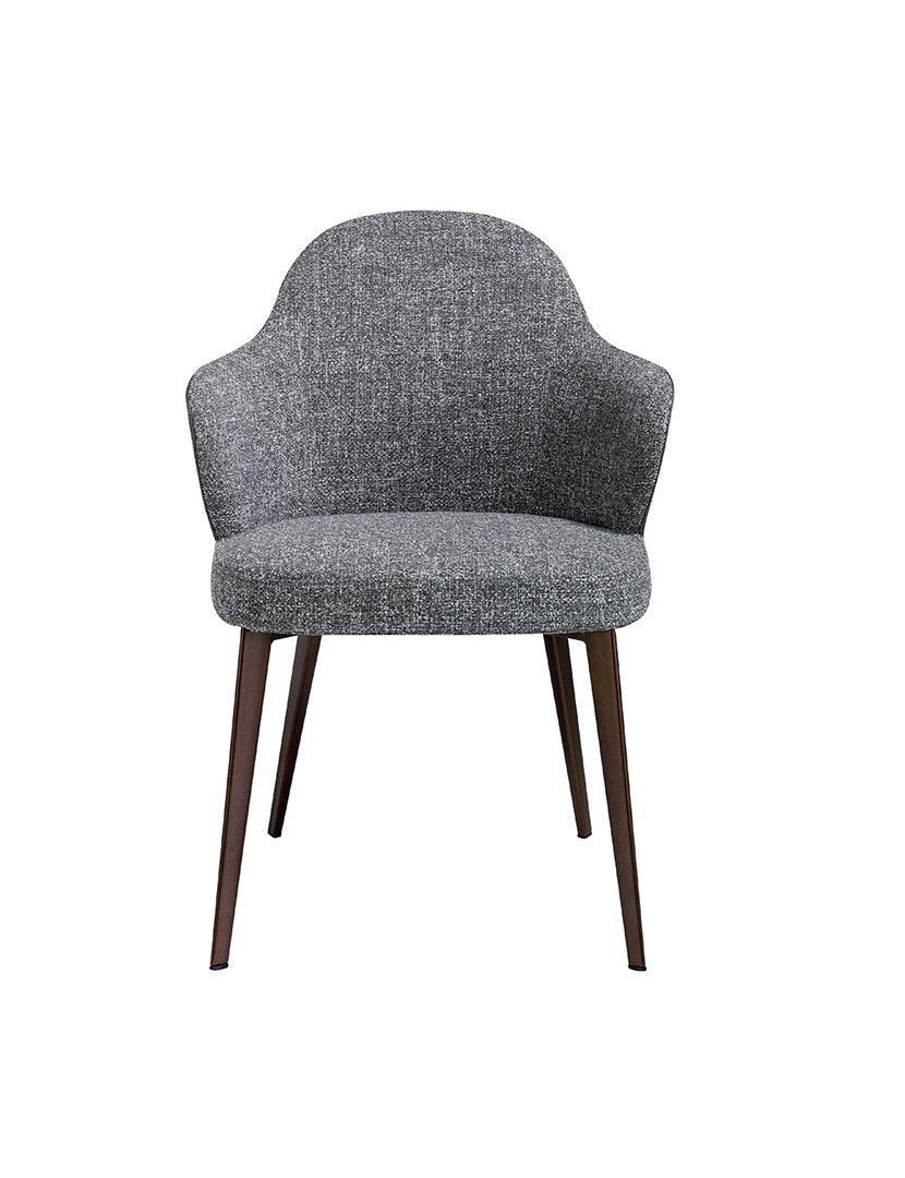 Cadeira em Tecido e Couro Ecológico Cinzento Escuro