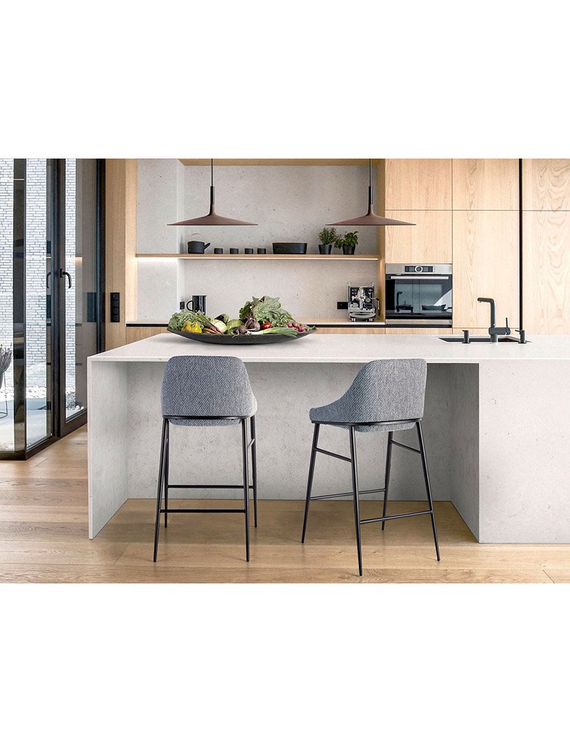 Banco Alto em Tecido Cinzento