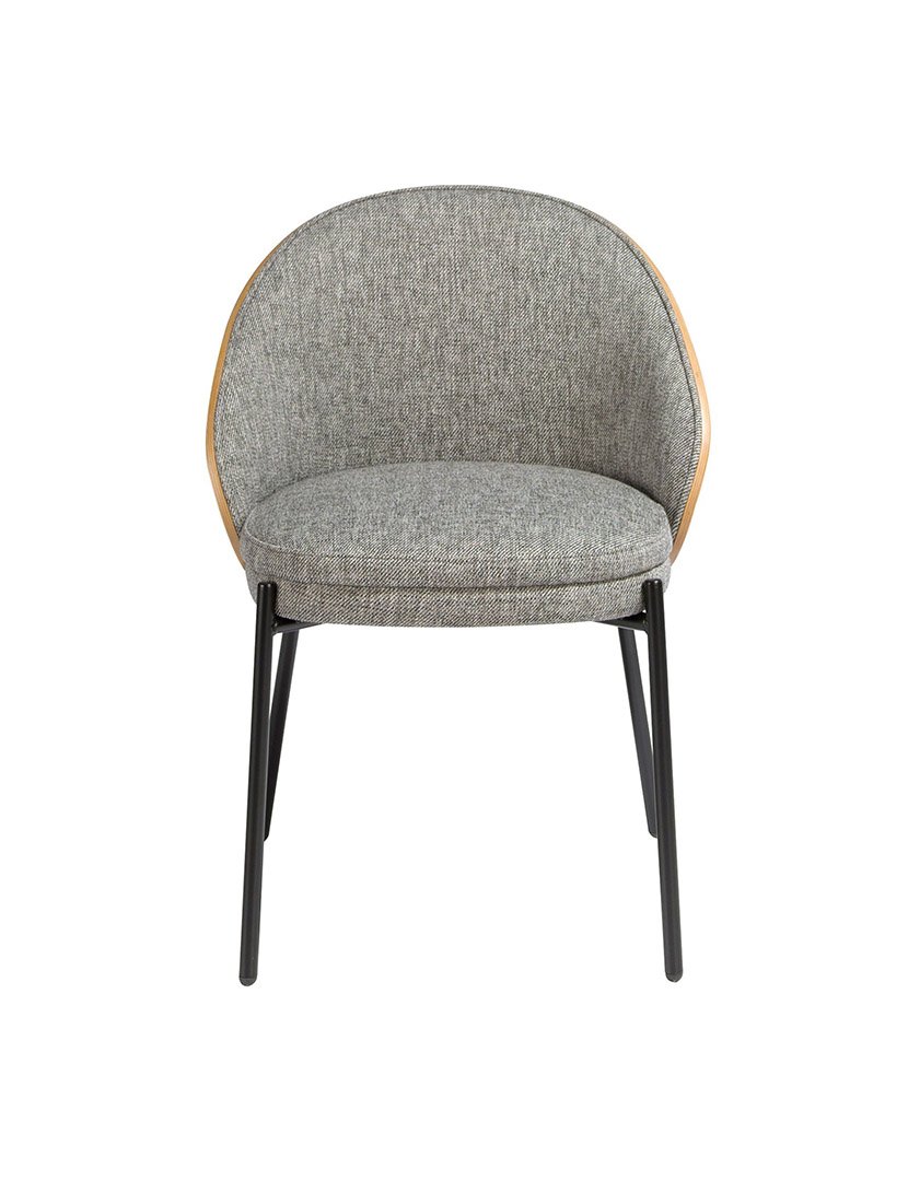 Cadeira em Tecido Cinzento e Nogueira