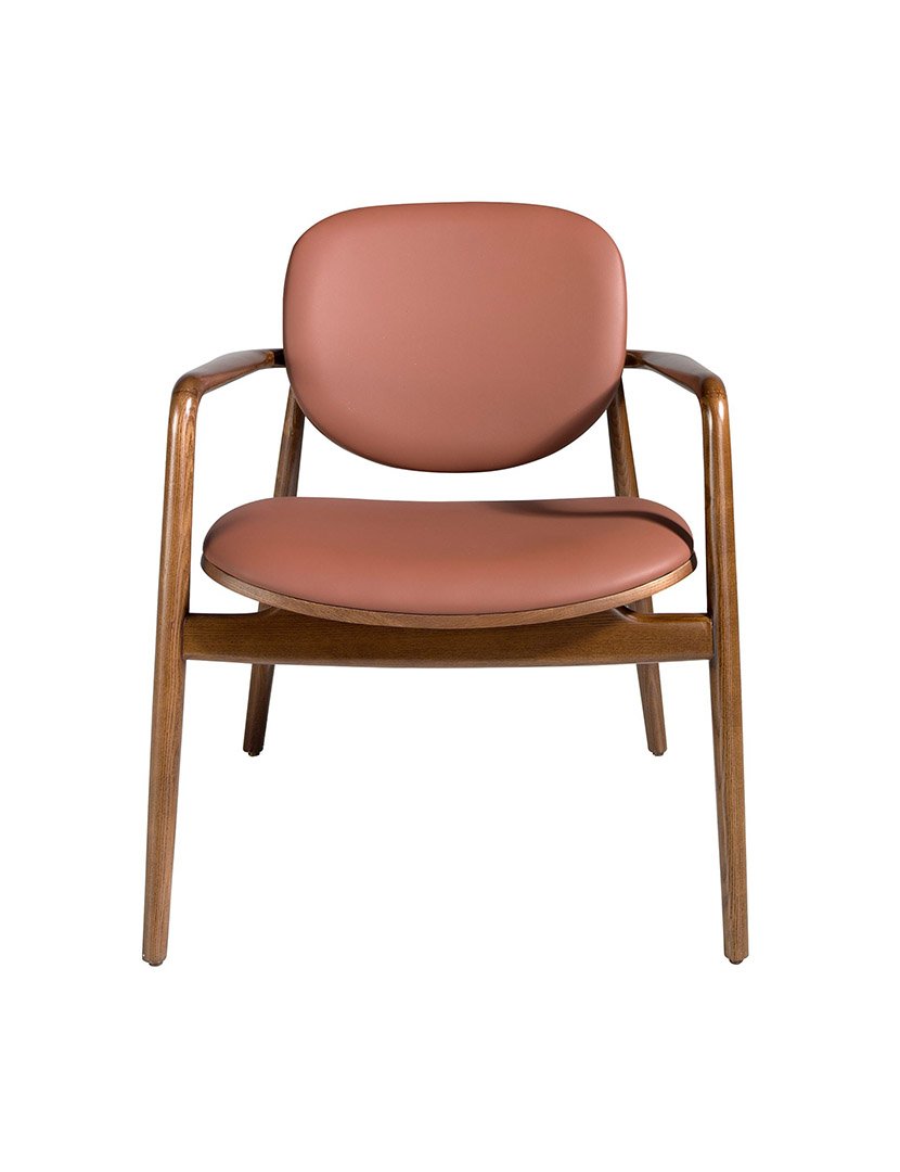 Poltrona em Couro Ecológico Castanho e Nogueira