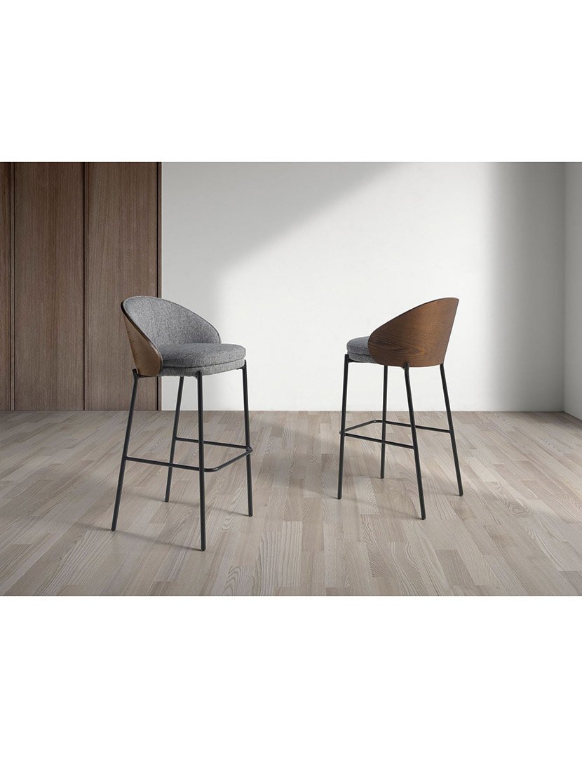 Banco Alto em Tecido Cinzento