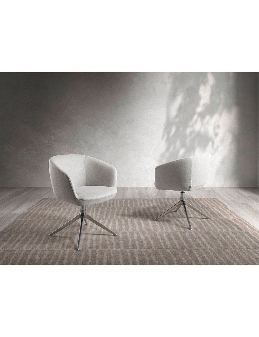 Cadeira Giratória em Tecido Cinzento Claro