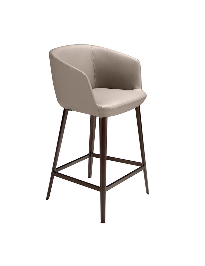 Banco Alto de Couro Sintético Cinzento