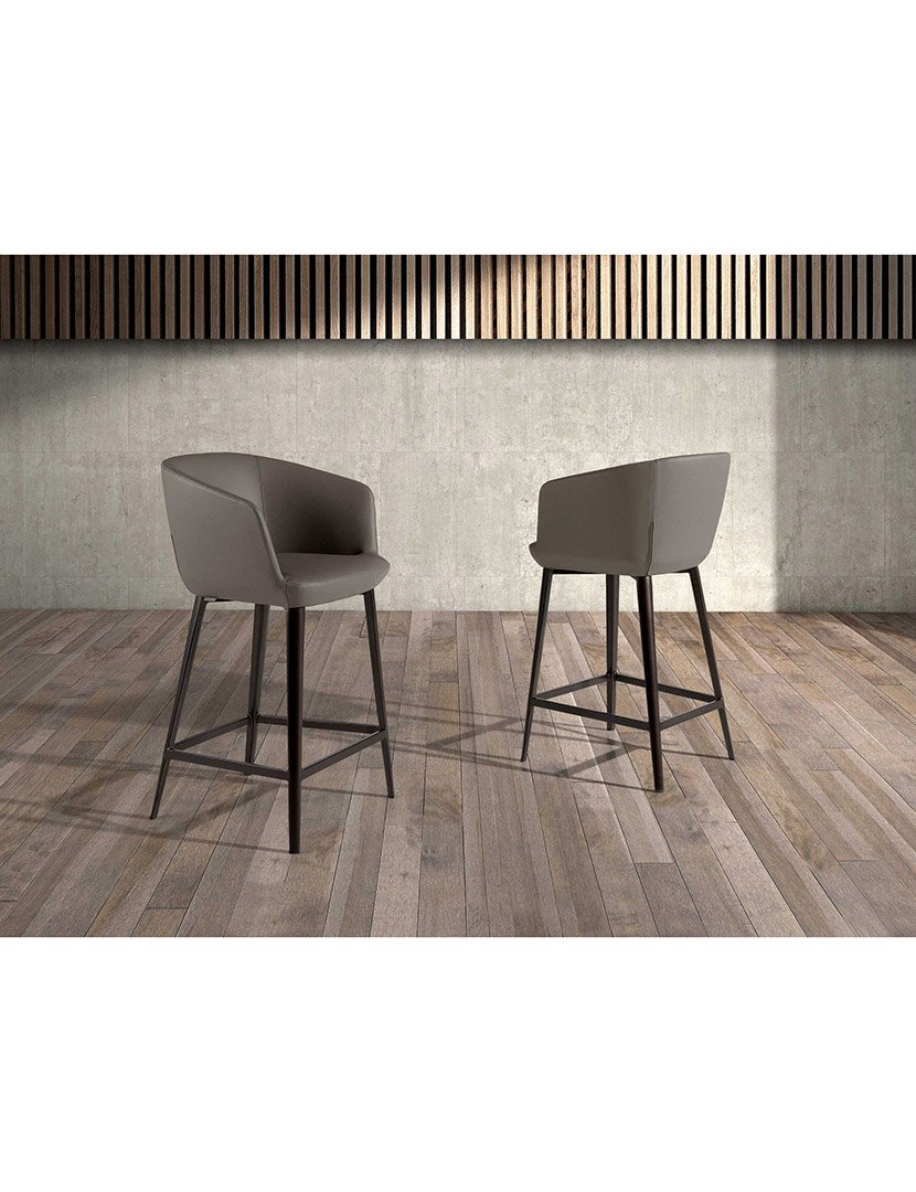 Banco Alto de Couro Sintético Cinzento