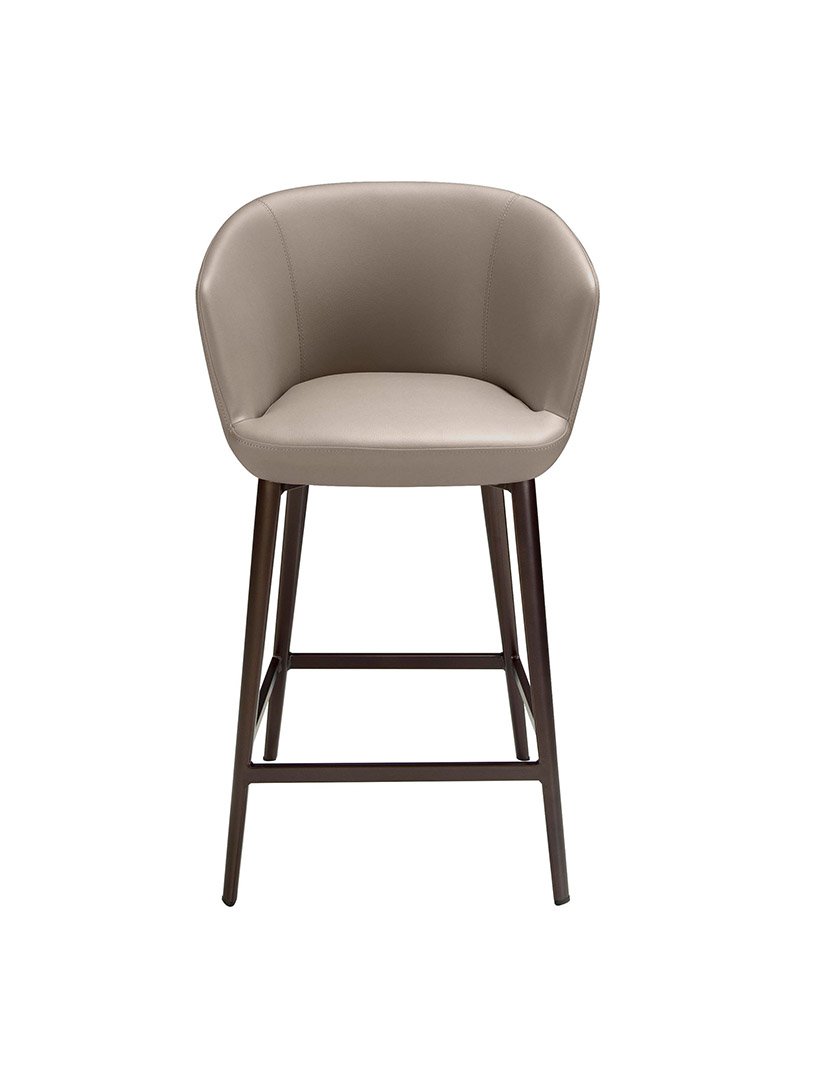 Banco Alto de Couro Sintético Cinzento