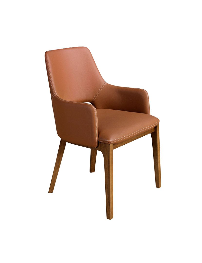 Cadeira em Pele Ecológica Castanho