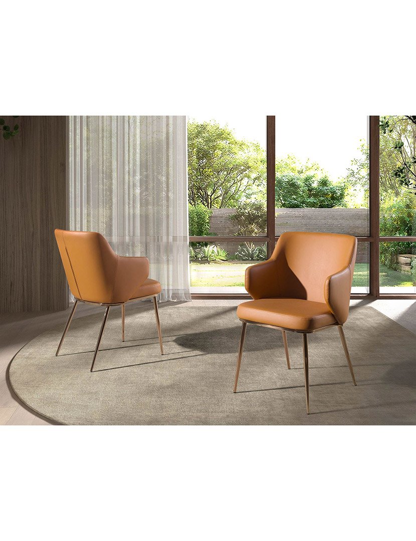 Cadeira de Couro Sintético Castanho