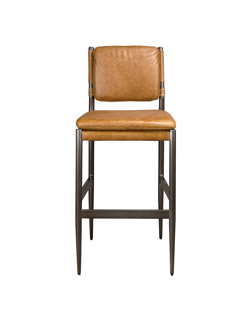 Banco Alto de Couro Castanho