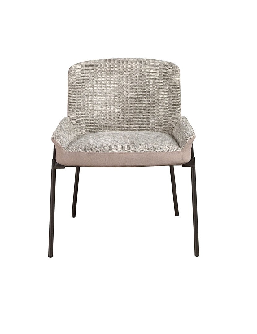 Cadeira em Tecido Cinzento e Veludo Castanho