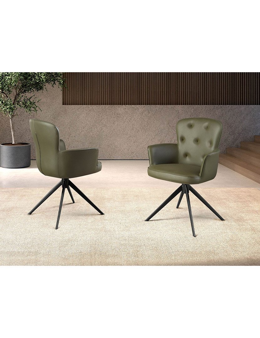 Cadeira Giratória em Pele Verde Escuro