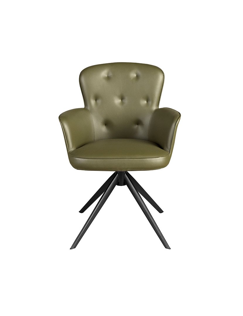 Cadeira Giratória em Pele Verde Escuro