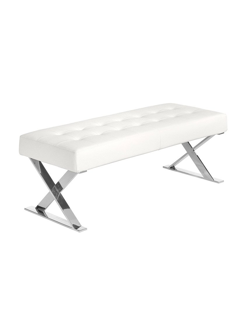 Banco Largo em Couro Ecológico Branco