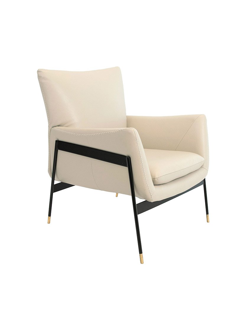 Poltrona em Pele Cinzento Pérola