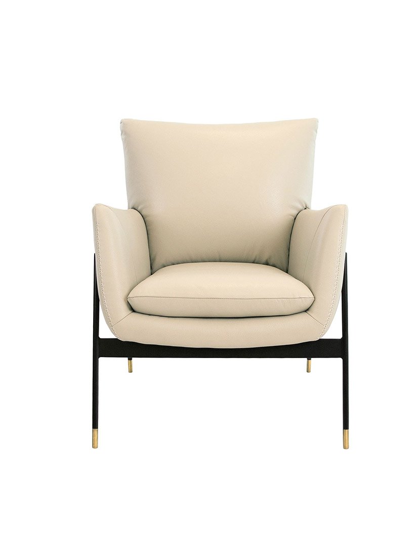 Poltrona em Pele Cinzento Pérola