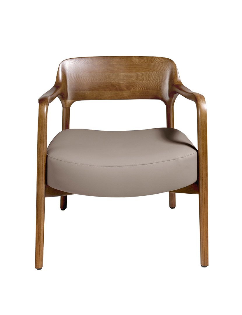 Poltrona em Couro Ecológico Nogueira e Vison