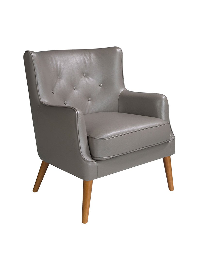 Poltrona Chester em Pele Cinzento Escuro