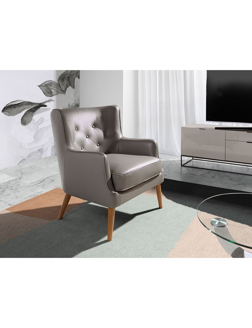 Poltrona Chester em Pele Cinzento Escuro