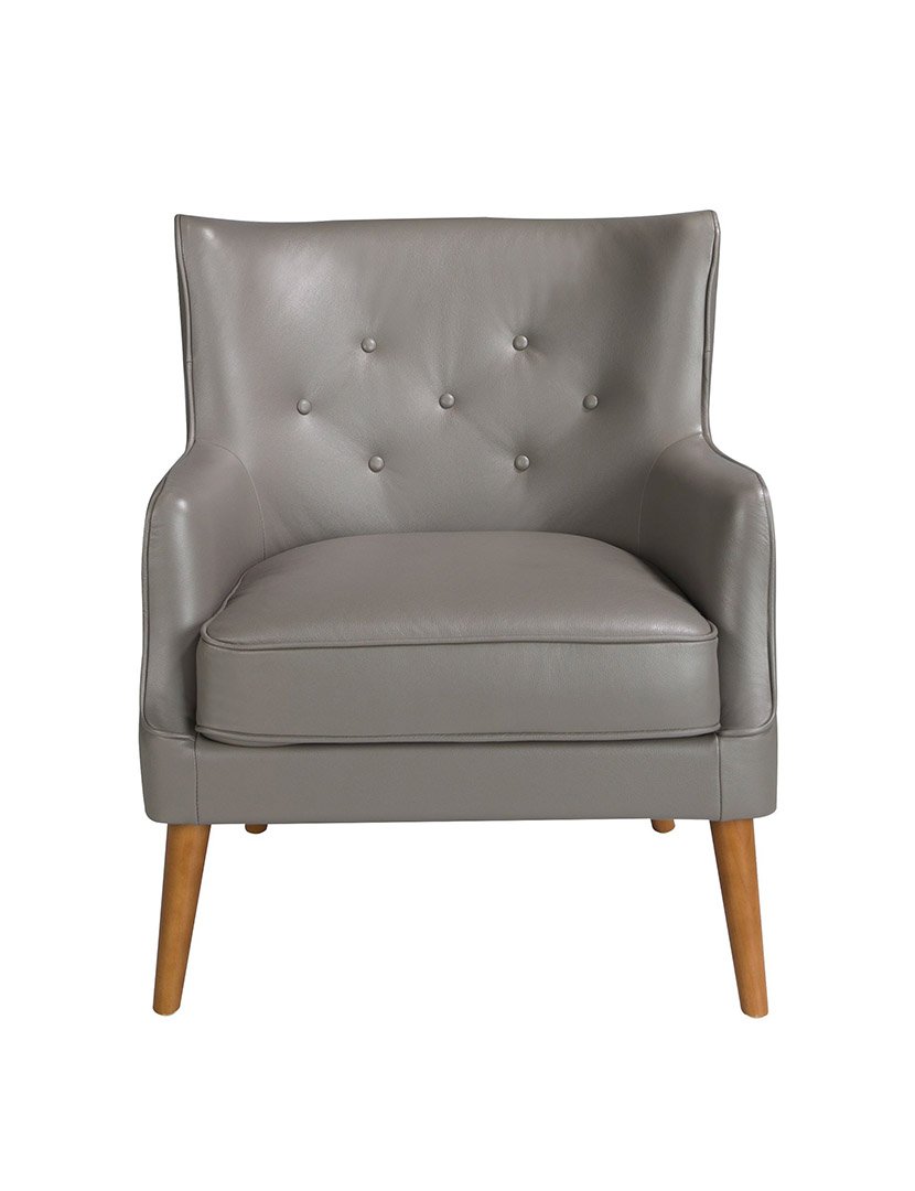 Poltrona Chester em Pele Cinzento Escuro
