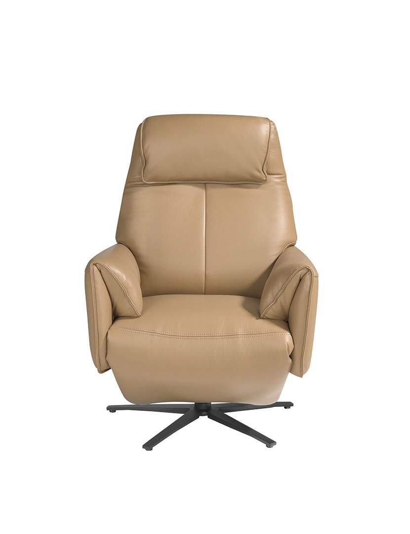 Poltrona Relaxante Giratória em Pele Sand