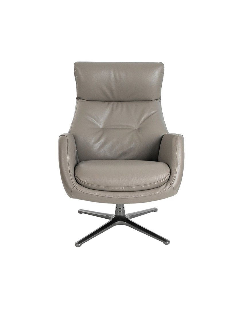 Poltrona Giratória em Pele Cinzento