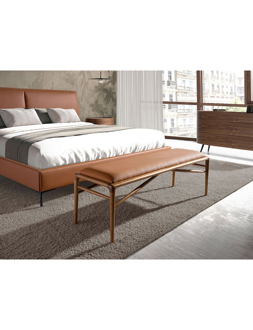 Banco Largo em Pele Ecológica Castanho