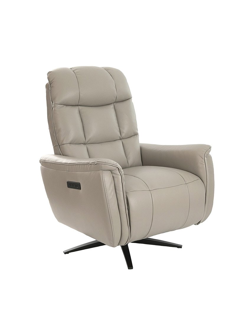 Poltrona Giratória em Pele Cinzento