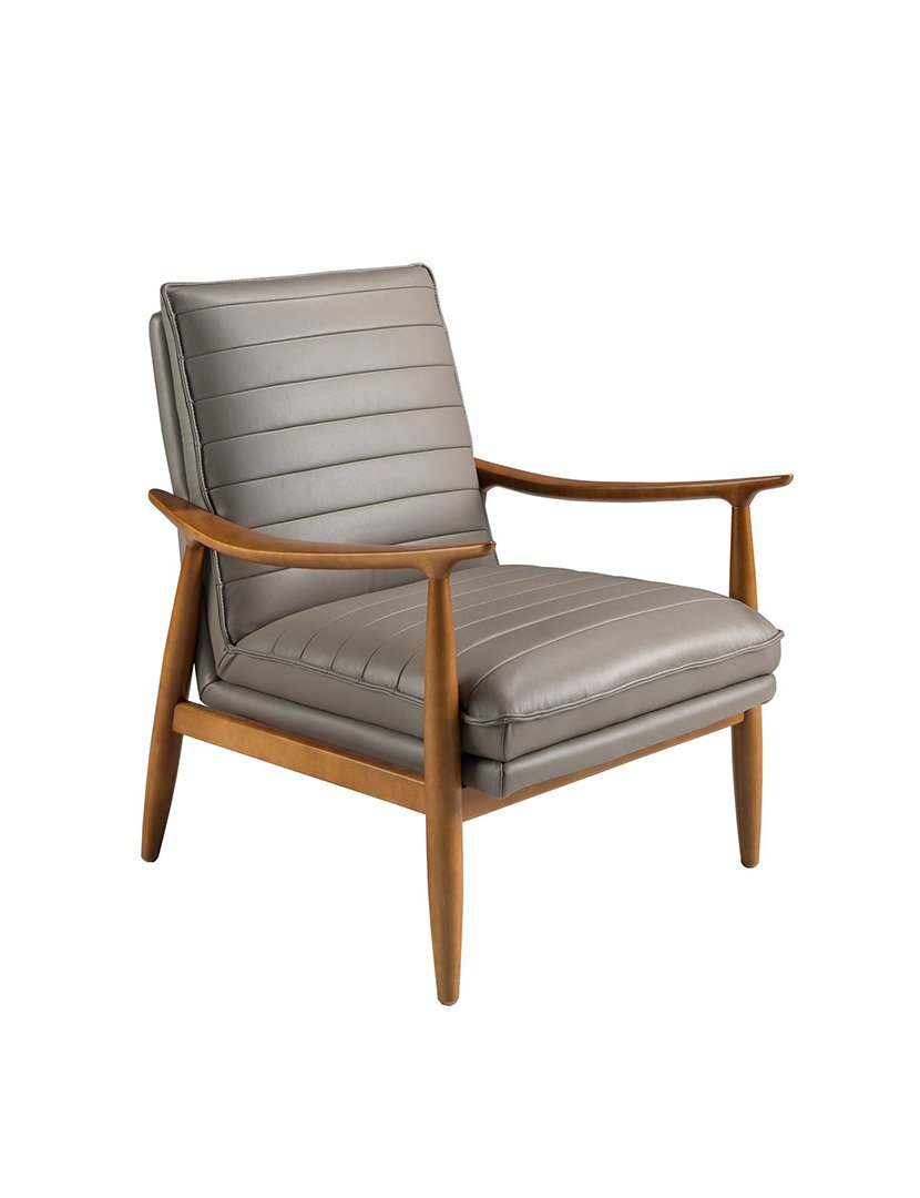 Poltrona em Couro Cinzento Escuro