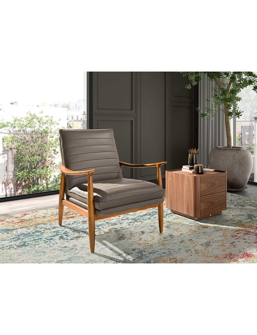 Poltrona em Couro Cinzento Escuro