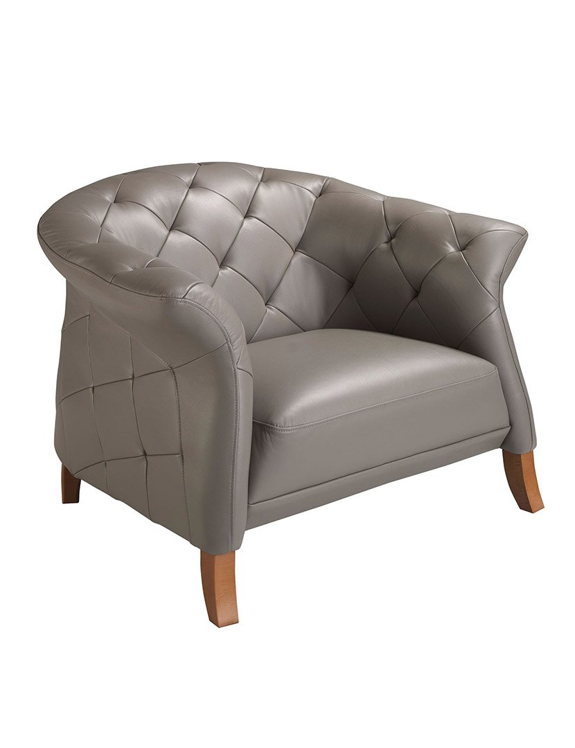 Poltrona em Pele Cinzento