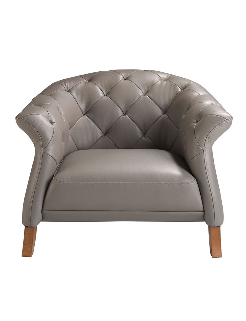 Poltrona em Pele Cinzento