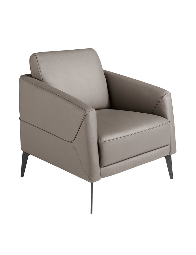 Poltrona em Pele Cinzento Escuro