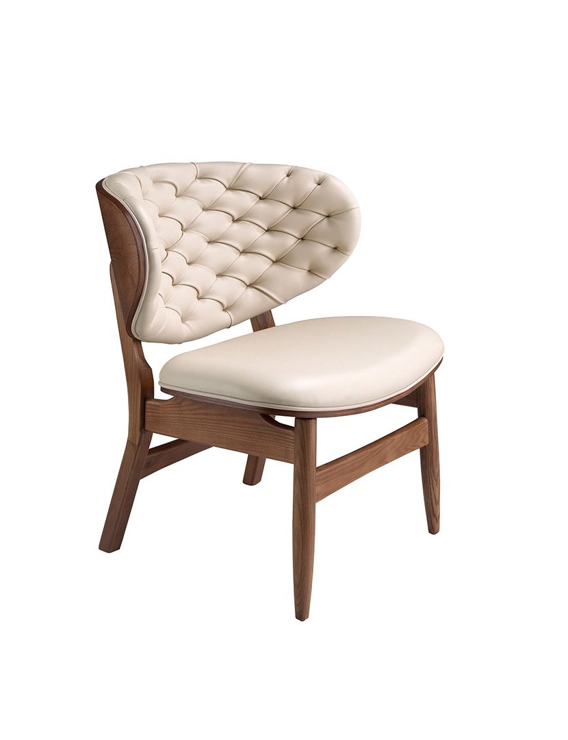 Cadeirão em Pele Bege e Castanho