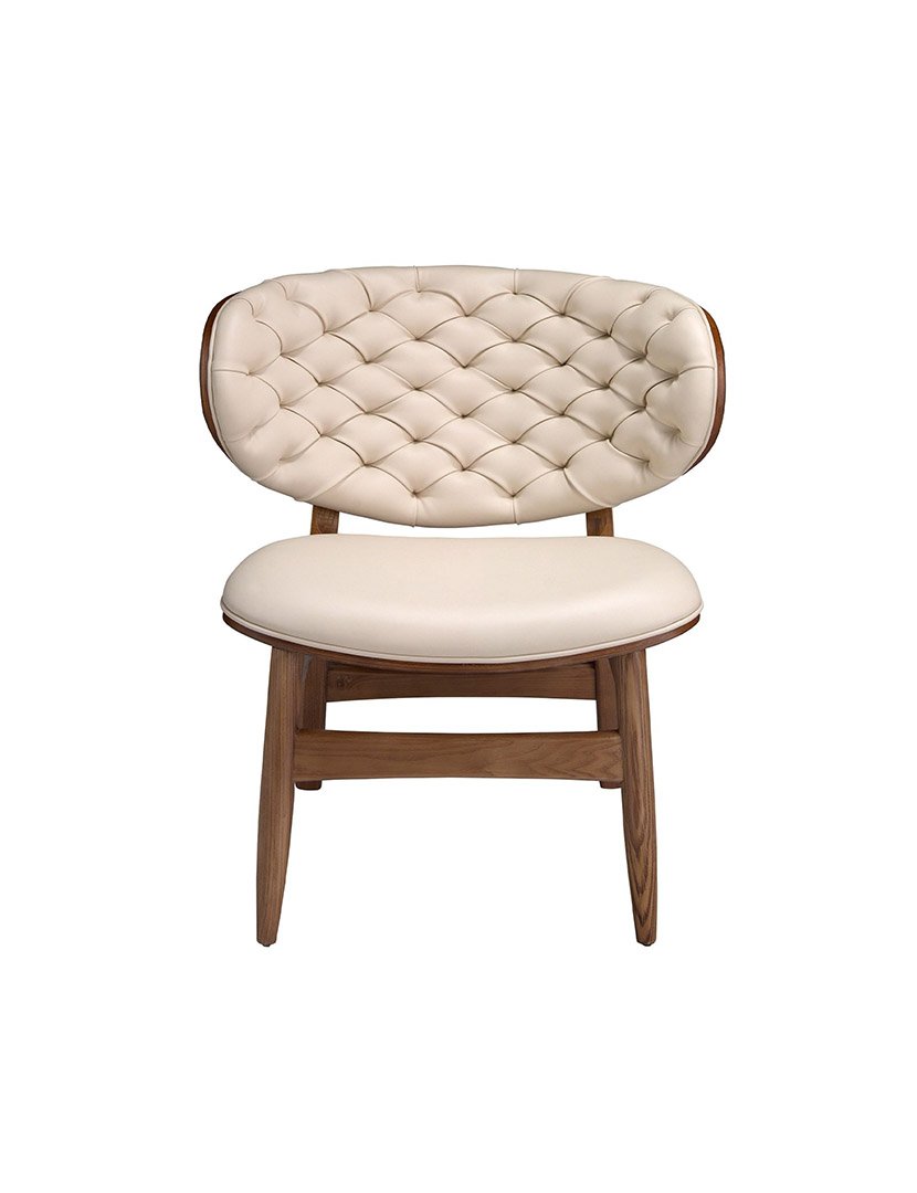 Cadeirão em Pele Bege e Castanho