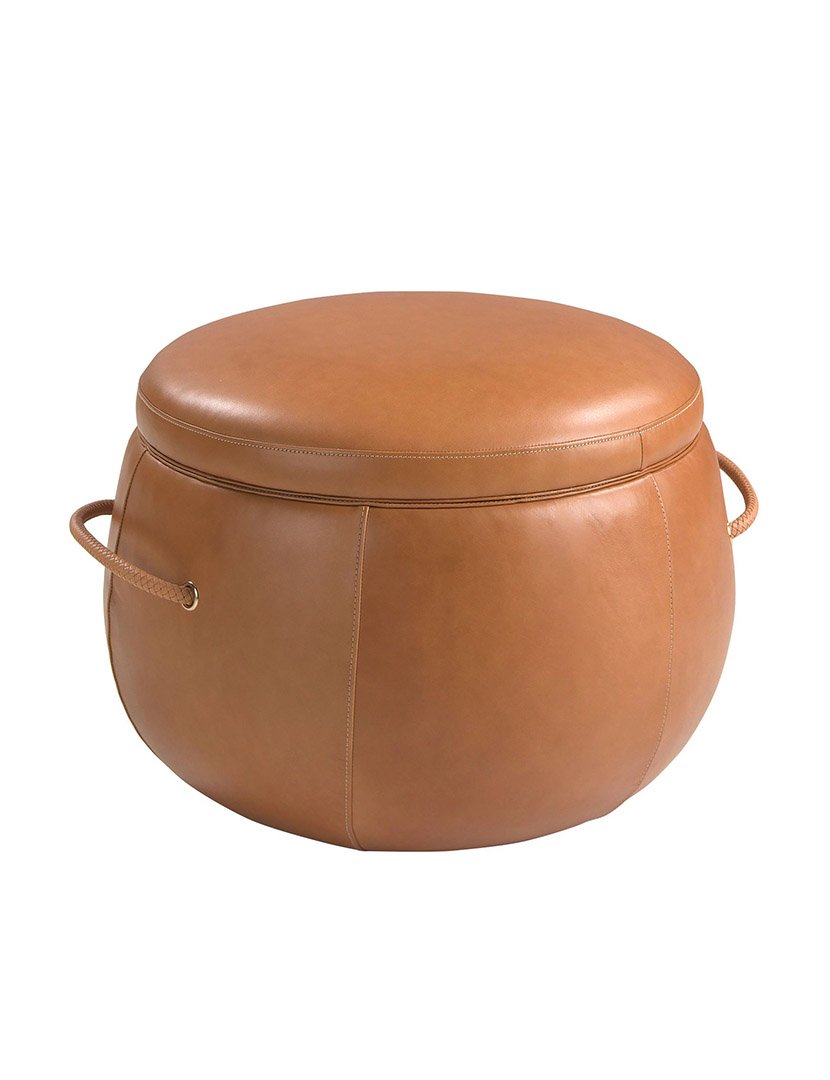 Pufe de Couro Castanho