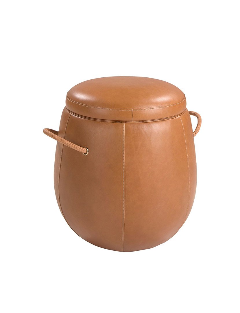 Pufe de Couro Castanho