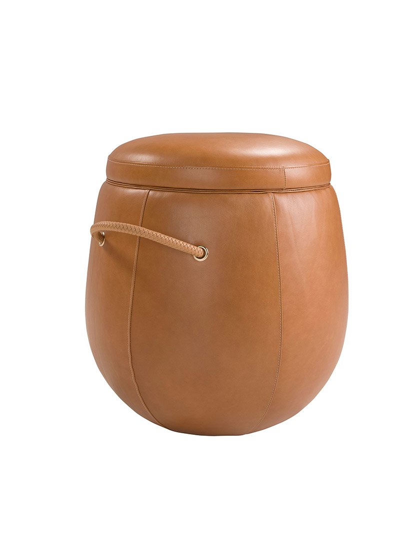 Pufe de Couro Castanho