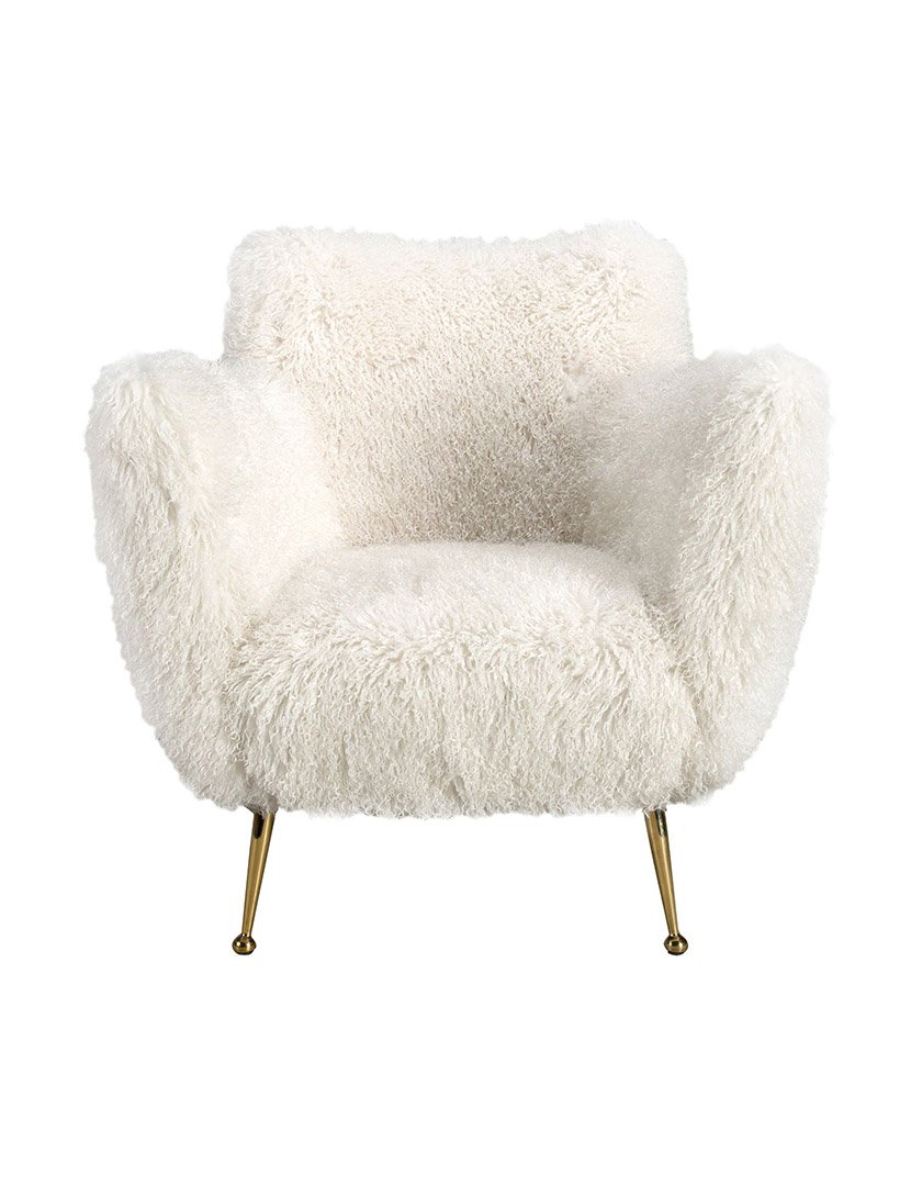 Cadeirão Coberto de Pelo Branco