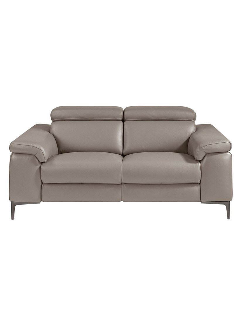 Sofá Relax de 2 Lugares em Pele Cinzento Escuro