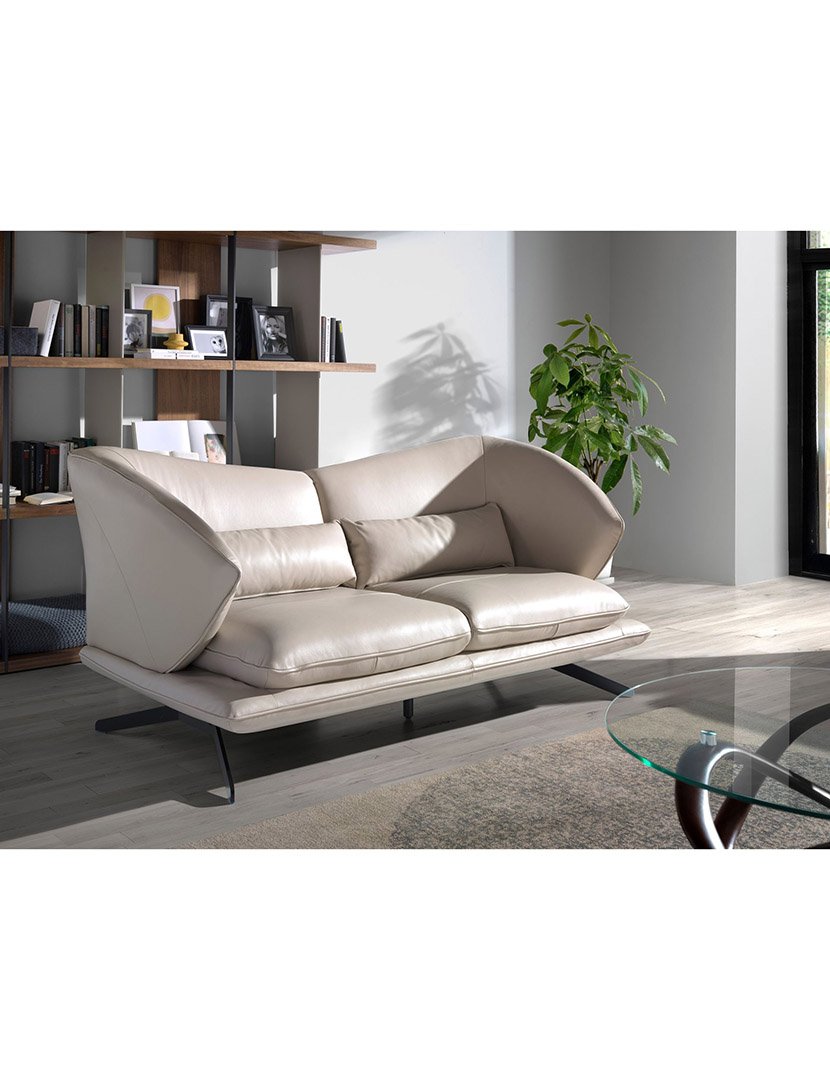 Sofá de 2 Lugares em Pele Taupe