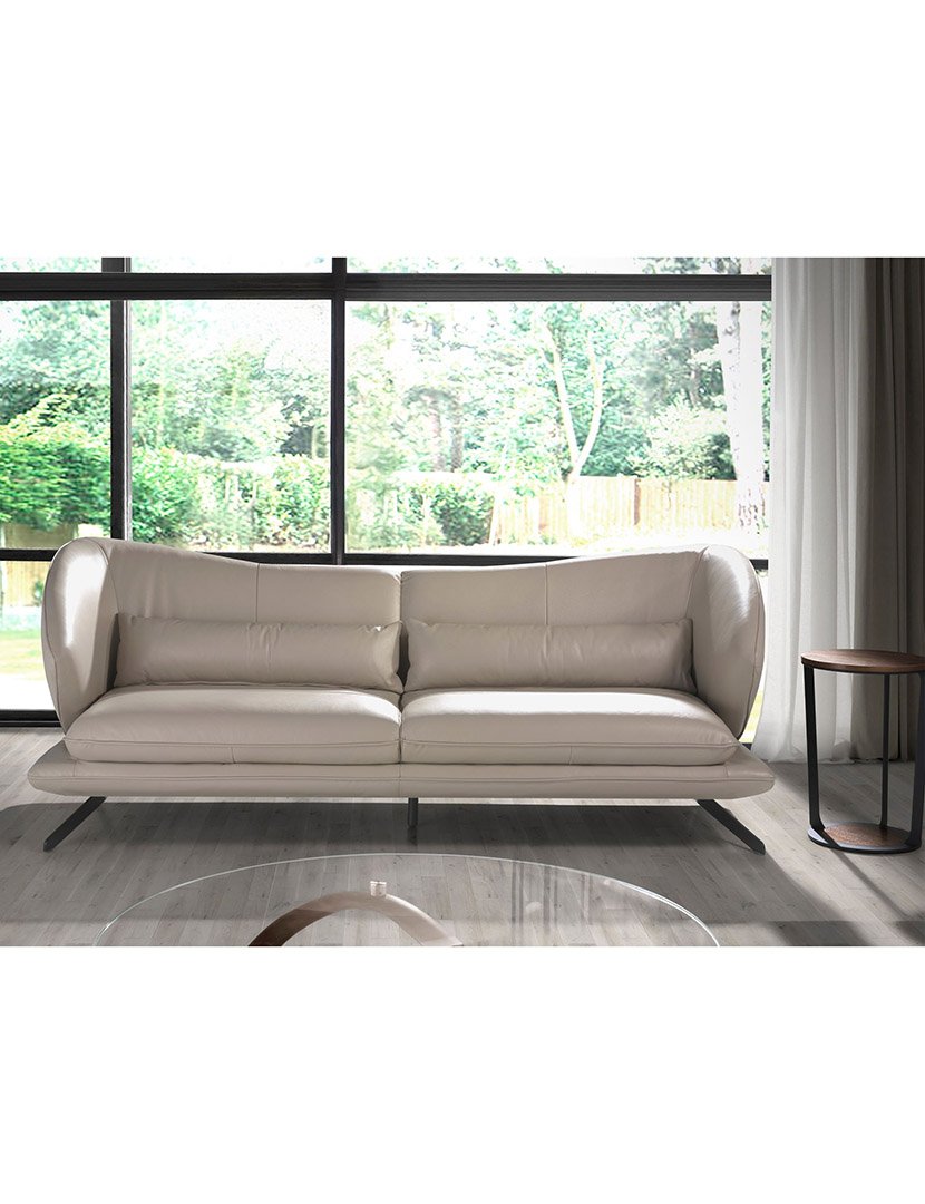 Sofá de 3 Lugares em Pele Taupe