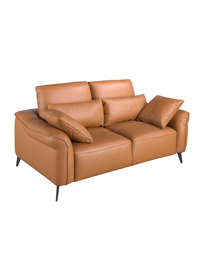 Sofá de 2 Lugares em Pele Castanho