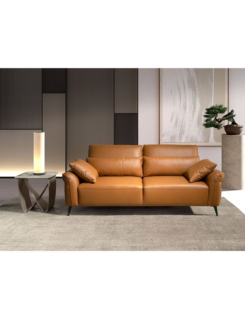 Sofá de 2 Lugares em Pele Castanho