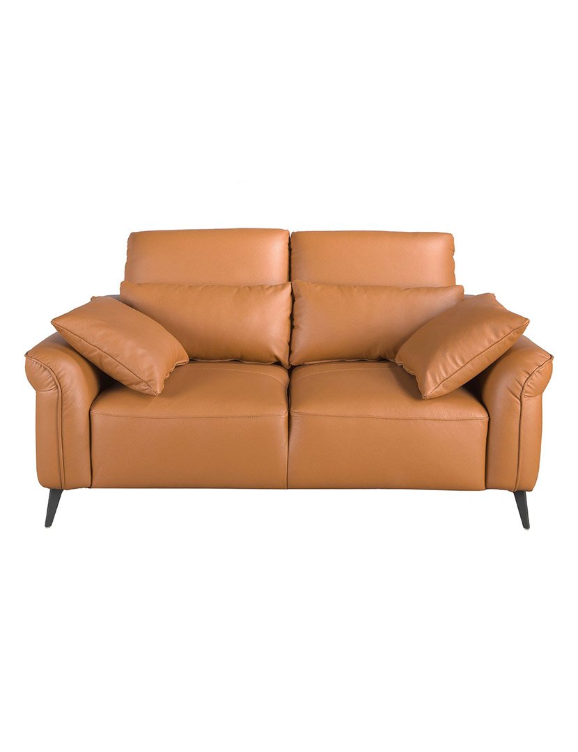 Sofá de 2 Lugares em Pele Castanho