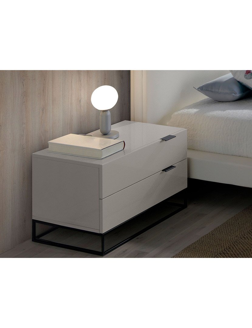 Mesa de Cabeceira em Madeira Cinzento e Preto