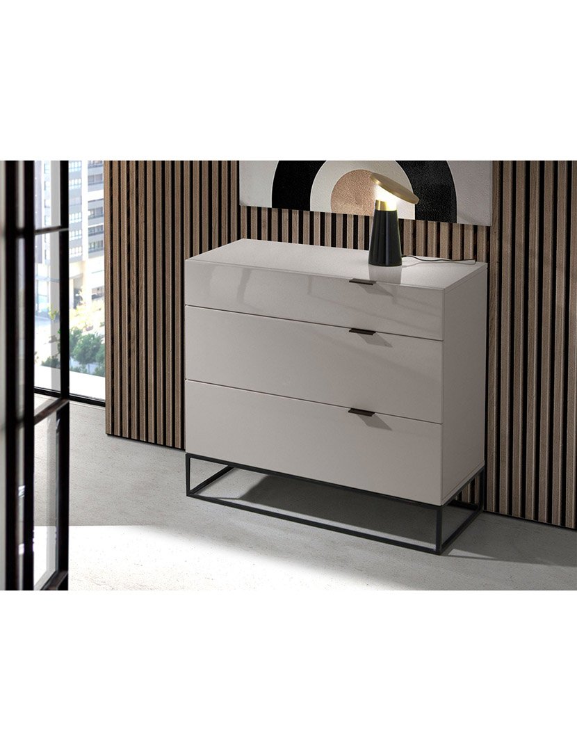 Cómoda em Madeira Cinzento e Preto