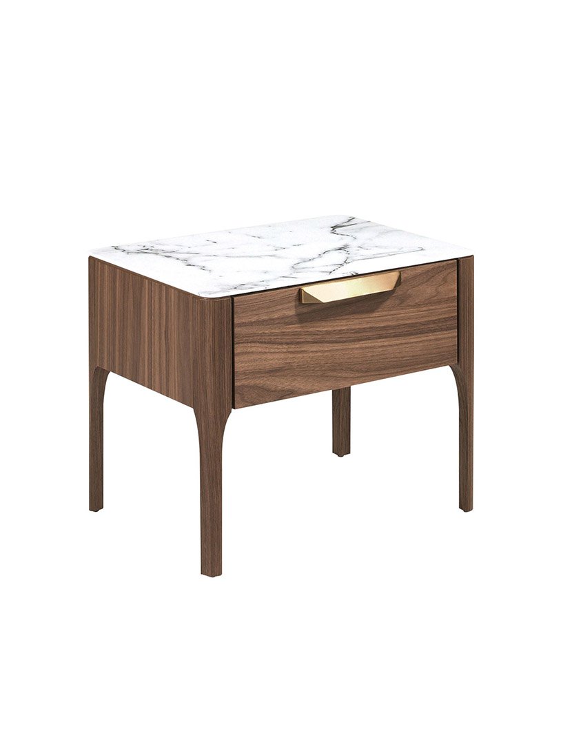 Mesa de Cabeceira em Nogueira e Mármore