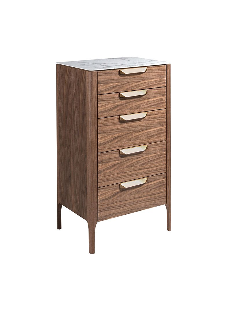 Cómoda em Nogueira com Vidro Efeito Mármore